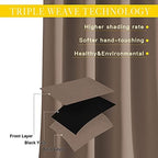 NICETOWN Blackout Curtain for Patio Door, Grommet Top Sliding Door Panel Thermal Insulated Bedroom Blackout Curtain for Villa/Hall/Parlor (Cappuccino, 1 Panel, 80" W x 95" L) - Image 3