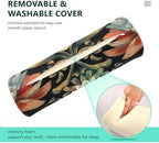 Boho Water Lily Flower Black Neck Roll Pillow Bolster Round Health Memory Foam Long Cervical Cylinder Pillows with Removable Washable Cover for Body Bed Legs Back Yoga - Image 4