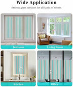 Window Privacy Film Frosted, Teal Brown Striped Static Cling Door Window Covering, Modern Farmhouse Vertical Stripes UV Blocking Windows Film for Office, Hotel, Bedroom, 29.5 x 78.7 Inches - Image 7