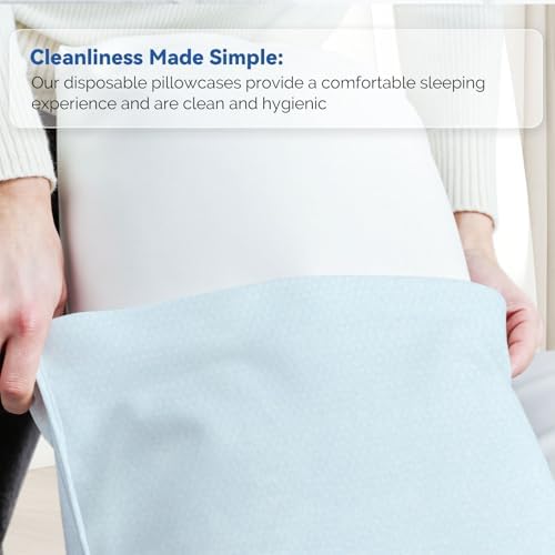 JMU 600PCS Disposable Blue Pillow Case 21" x 30", Tissue/Poly Single Use Pillowcases Medical - Image 2