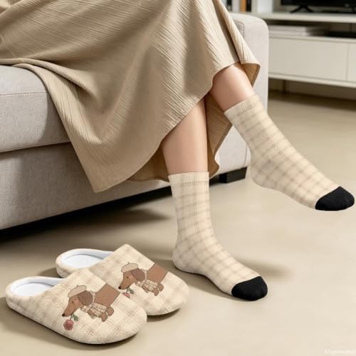 Fuzzy Slipper with Socks for Women Slip On House Slipper and Socks Set Cozy Fuzzy Slippers for Indoor - Image 4