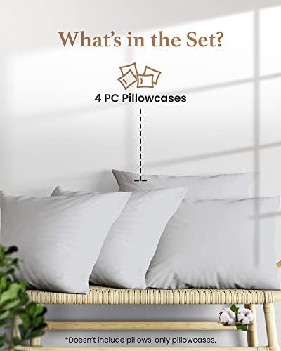 1000 TC King Pillowcases Set of 4 100% Egyptian Cotton Pillow Cases - Image 3