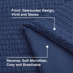 Love's cabin Seersucker Dark Blue Queen Comforter Set, 7-Piece Bed in a Bag - Image 5