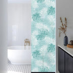 Window Privacy Film Frosted, Teal Green Palm Trees Tropical Reusable Static Cling Window Tints, Summer Beach Botanical Heat Control Windows Films for Offices, Balcony, 29.5 x 118 Inches - Image 3
