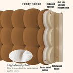 Upholstered Headboard Queen Bed Headboard Pillow Teddy Fleece Wall Mounted Resting Back Support Bolster Cushion for Sitting in Bed, Snowball Foldable Backrest for Bedroom Daybed, Brown 63x24x8 Inch - Image 3