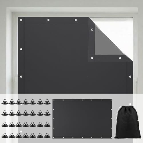 Tegeme 1 Pack Portable Blackout Travel Curtains 51" W x 118" L Black Adjustable Blackout Window Covers with Suction Cups No Drill Black Out Window Shade Light Blocker for RV Bedroom Nursery Dorm Use by Tegeme