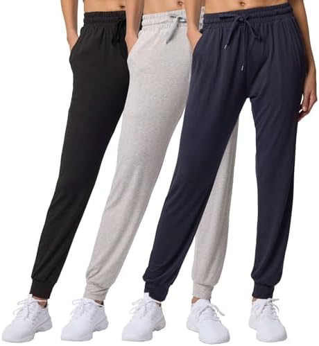 3 Pack Women's Joggers Sweatpants Lounge Pants Yoga Workout Pajama Pockets by RealEssentials