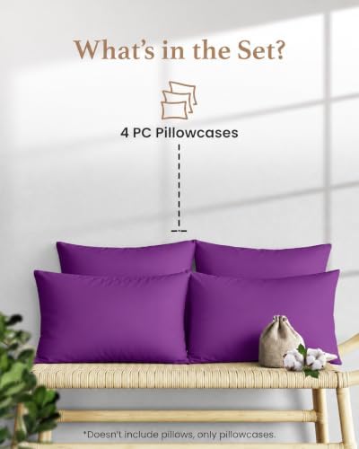 1000 TC Purple King Pillowcases Set of 4 100% Egyptian Cotton Pillow Cases - Image 3