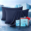 Ultra-Chill Cooling Pillowcase Set of 2 for Hot Sleepers, Softer Than Silk Pillow Cases for Protecting Hair & Skin, Breathable Bed Pillow Covers w/Zipper, Gifts for Women Men (Navy Blue, King) by RifensHome