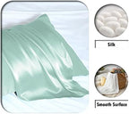 Suatien Mulberry Silk Pillow Cases 2 Pack Queen Size, Sage - Image 2