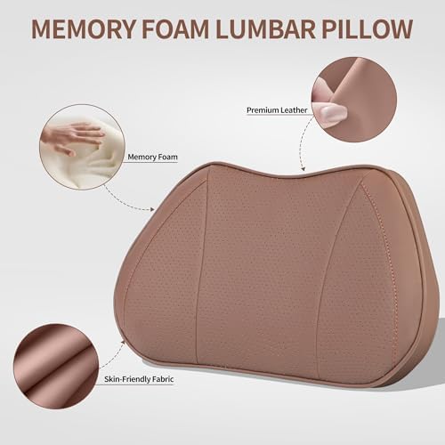 Car Lumbar Support Pillow for Driving Seat, Brown, 1 Pack - Image 2