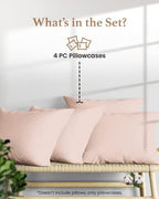 1000 TC Blush King Pillowcases Set of 4 100% Egyptian Cotton Pillow Cases - Image 2