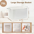 Goodpick Large Woven Rope Blanket Basket, Rectangle, White, 75L - Image 3
