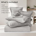 Love's cabin Quilts for Queen Bedspreads, 7 Pieces Bed in a Bag, Light Grey - Image 6