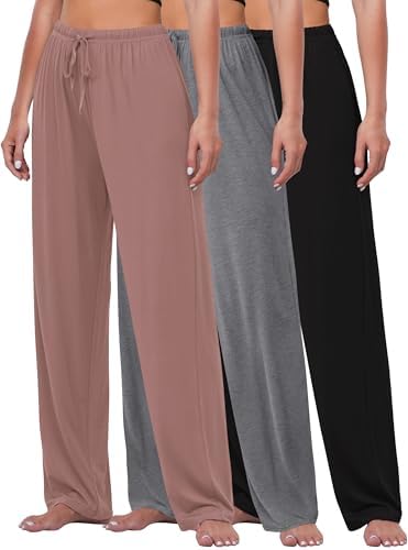 FEQO 3 Pack Women's Lounge Pants Wide Leg Yoga Pants Pajama Bottoms by FEQO