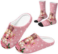 Jeiento Winter Fuzzy Slipper and Crew Socks for Women,Adult Slip-on Close Toe House Slipper,Flat Comfort home Slides by Jeiento