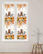 Window Privacy Film Frosted, Thanksgiving Fall Reusable Static Cling Window Tints, Gnomes Orange Green Pumpkin Leaves Heat Control Windows Films for Offices, Balcony, 29.5 x 118 Inches - Image 2