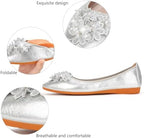 KUNWFNIX Women's Ballet Flats Foldable Classic Crown Rhinestone Slip On Bowknot PU Leather Faux Suede Pointed Toe Comfort Flat Casual Dress Shoes - Image 4