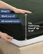 Cal King 6 Piece Bed Sheet Set - Breathable & Cooling Sheets - Forest Green - Image 3