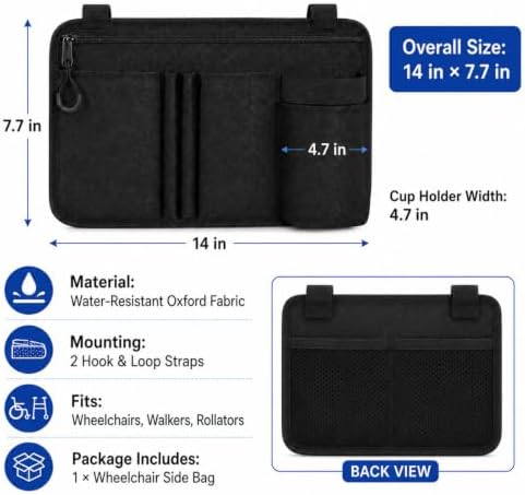 Wheelchair Side Bag for Quantum Rehab Edge 3 Stretto 2020+ - Image 7