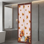 Window Privacy Film Frosted, Thanksgiving Fall Static Cling Door Window Covering, Pink Turkey Pumpkin Flowers Stripe Rustic UV Blocking Windows Film for Office, Hotel, Bedroom, 29.5 x 78.7 Inches - Image 5