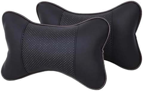 2 Pack Car Neck Pillow for Ford Ranger 2005-2009, PU Leather Breathable Neck Support, Car Headrest for Most Cars, Soft Head Cushion for Driving, Travel, Home and Office,Black by Unknown