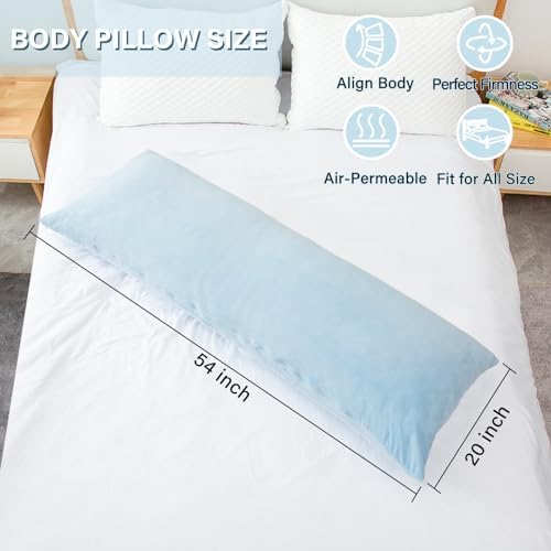 1 MIDDLE ONE Body Pillow, Memory Foam Body Pillows for Adults Sleeping, Long Pillow for Bed, Big Large Firm Full Body Pillow for Side Sleeper, 20x54 Inch, Light Blue - Image 3