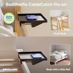 BedShelfie Bedside Shelf for Dorm Room - Cable Catch, Black - Image 4