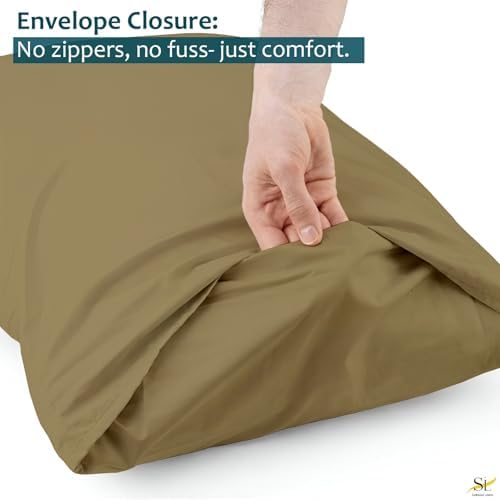 Pillow Cases - Set of 2, Taupe Solid (20" X 32") - Pillow Covers Made of 100% Cotton - 300 Thread Count Super Soft and Breathable Sateen Weave Pillowcases. - Image 6