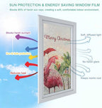 Christmas Flamingos Window Privacy Film Rainbow Static Cling Stain Glass Window Film for Glass Door, Decorative Heat Blocking Sunroof Decal Sticker for Car Home 35.4"x78.7" Xmas Balls Tree Rustic - Image 4