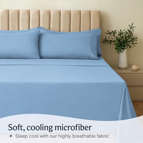 Split King Sheets for Adjustable Bed, Soft Deep Pocket Bed Sheets Set, 5PC - Image 3