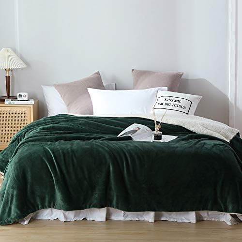 NANPIPER Bed Blanket Reversible Sherpa Flannel Blanket Super Soft Fuzzy Plush Fleece Microfiber (90"x90" Olive Green) Queen - Image 6