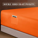 Elegant Comfort 1500 Premium Quality 6-Piece Bed Sheet Set - 18-24 Inch Extra Deep Pocket, Smart Storage Pockets, Wrinkle Free Ultra Soft 6PC Extra Deep Pocket Sheets, Full, Orange - Image 6