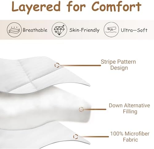 ZPECC Toddler Down Alternative Comforter, 39" x 47", White Stripe - Image 3