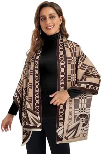 EXTREE Scarfs for Women Pashmina Silky Shawl Wrap for Evening Dressing Blanket Open Front Poncho Cape - Image 2