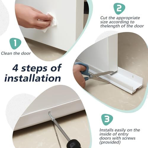 Lineshading 4 Sets Door Sweep Plastic PVC 1 3/4" x 36" Slide on Bottom Exterior Door Seal Strip for Weather Stripping Draft Stopper (White) - Image 6