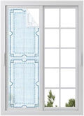 Window Privacy Film Frosted, Pale Blue Botanical Reusable Static Cling Window Tints, Vintage Florals Geometric Minimalist Heat Control Windows Films for Offices, Balcony, 29.5 x 118 Inches by Unknown