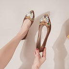 Women's Ballet Flat Shoes - Cute Rhinestones Bow Wedding Flats Slip on Flats for Women Comfort - Image 2