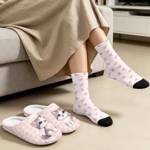 Jeiento Womens Fuzzy Slipper and Socks Winter Warm Gifts for Mom,Wam Cozy Indoor Socks Comfort Home Shoes - Image 3