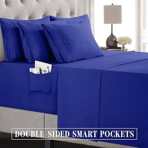 Elegant Comfort Luxury Soft 4-Piece 1500 Premium Hotel Quality Bed Sheet Set with Extra Deep Pockets 18-24 Inch, Wrinkle Free, Storage Pockets, Extra Deep Pocket 4PC Sheets, Twin XL, Royal Blue - Image 5