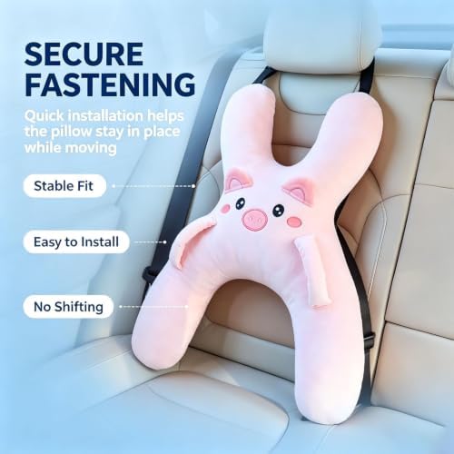 Snoozebelt Car Seat Belt Pillow for Kids, Soft Travel Shoulder Cushion，Gray - Image 2
