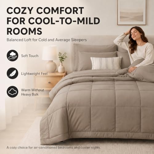 CozyLux Full Size Comforter Sets Khaki - 7 Pieces Bed in a Bag - Image 4