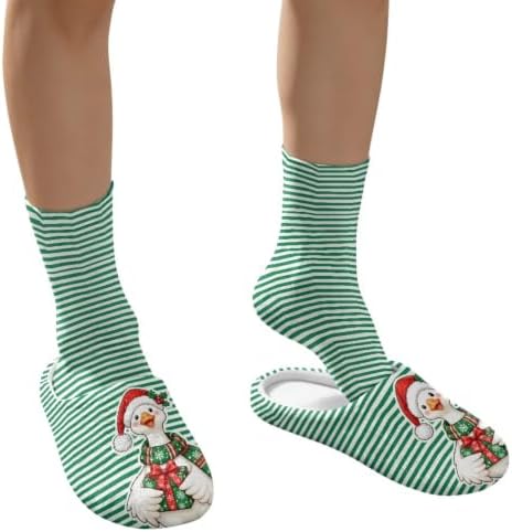 Jeiento Winter Fuzzy Slipper and Crew Socks for Women,Adult Slip-on Close Toe House Slipper,Flat Comfort home Slides - Image 4