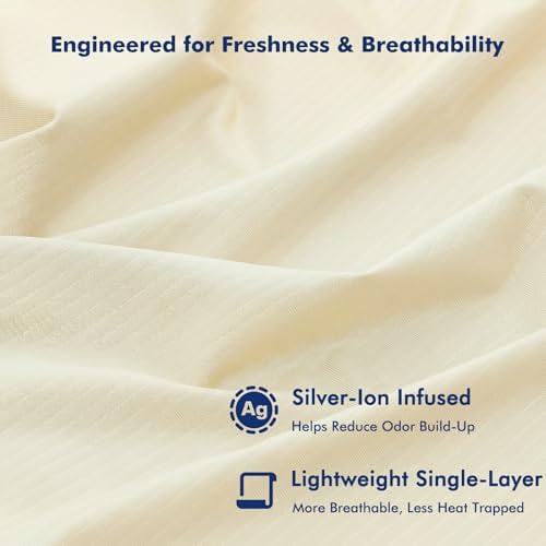 Elegear Silver-Infused Cooling Blanket for Hot Sleepers, Queen Beige - Image 5