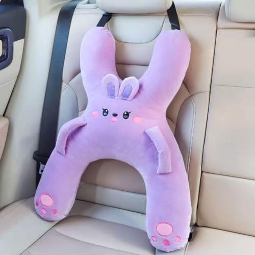 Car Pillow for Kids, H-Shaped Neck and Back Comfort, Cozy Neck Head Support Sleeping Headrest for Travel, Hands & Seat Belt Slot, Washable and Compressible, Perfect for Car,Plane,Train,Boat & More by Unknown