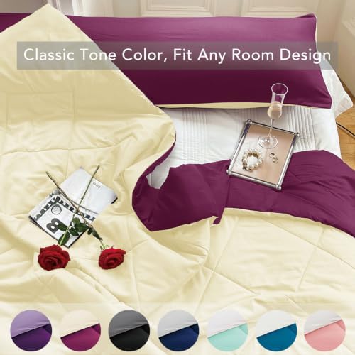 Twin XL Size Reversible Comforter Red Gray, Girl Dorm All Season Bedding - Image 4