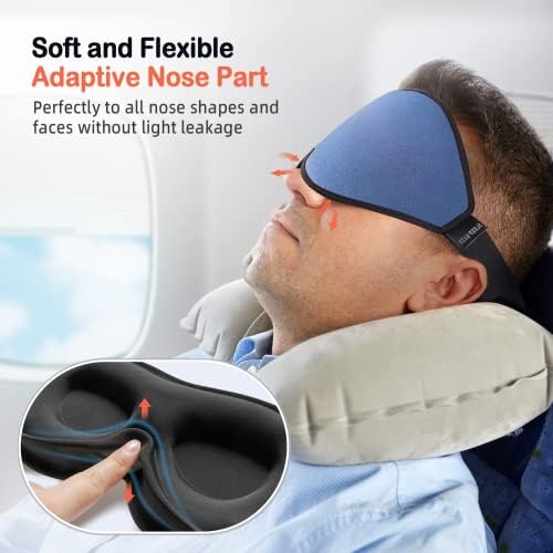 Sleep Mask (Pink) + Eye Mask Sleeping (Blue) for Women Men Side Sleeper, Light Blocking 3D Contoured Cup Sleeping Mask, Soft Breathable Sleep Eye Mask with Adjustable Elastic Strap - Image 4