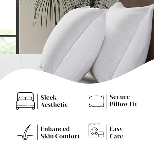 Luxury Bamboo Market | Queen Envelope Pillowcase Set | 100% Viscose Made from Bamboo | Organically Grown | Ultra Soft | Cooling | 2pcs [Classic White] - Image 5