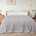 Exclusivo Mezcla Striped King Size Fleece Blanket for Bed, Light Grey by ExclusivoMezcla