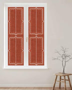 Window Privacy Film Frosted, Brick Red Botanical Reusable Static Cling Window Tints, Vintage Florals Geometric Minimalist Heat Control Windows Films for Offices, Balcony, 29.5 x 118 Inches - Image 2